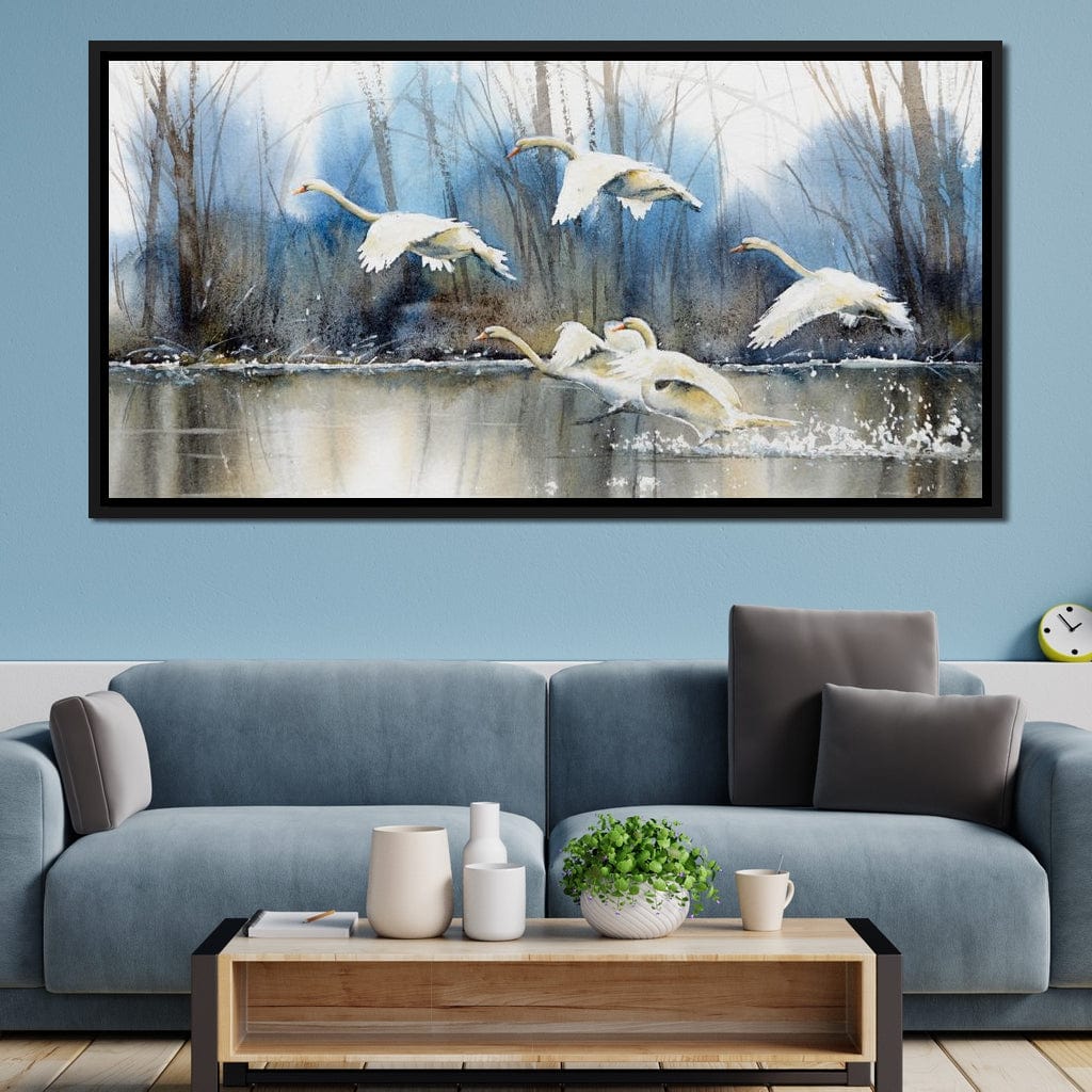White Swans Canvas Wall Art
