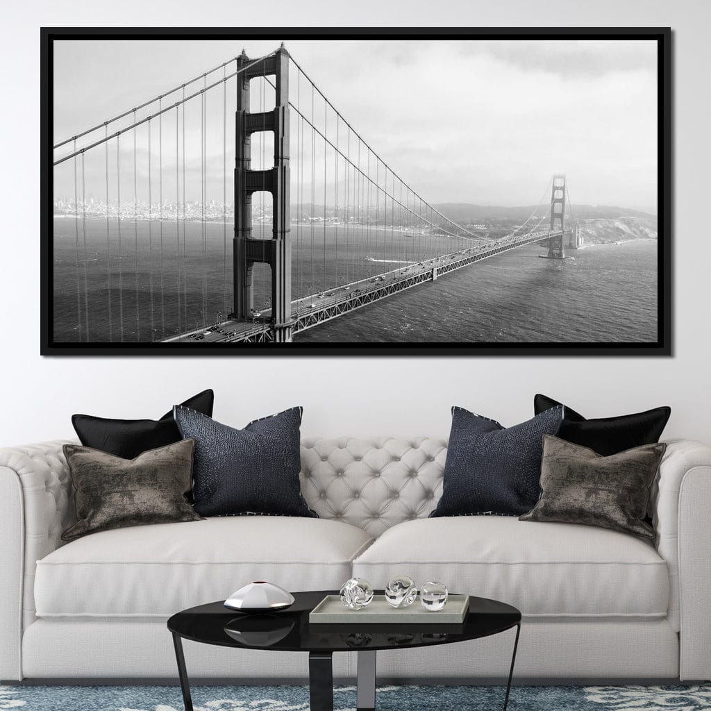 Golden Gate Bridge in Black & White Canvas Wall Art