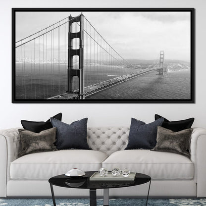 Golden Gate Bridge in Black & White Canvas Wall Art