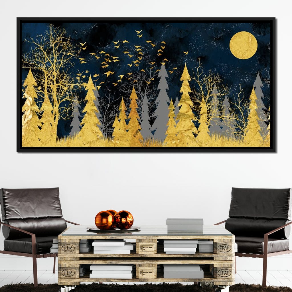 Golden Moonlight Canvas Wall Art