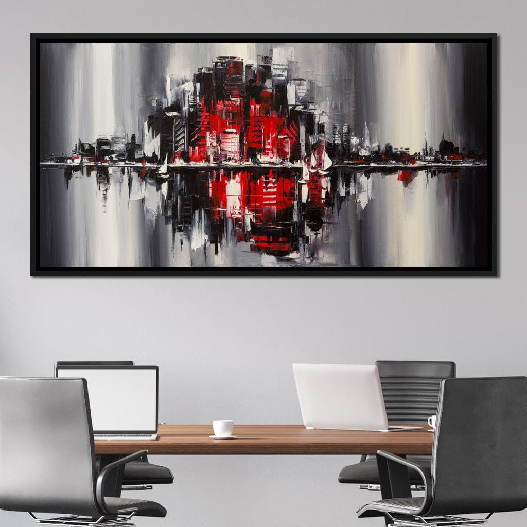Red Black & Grey Skyline Canvas Wall Art