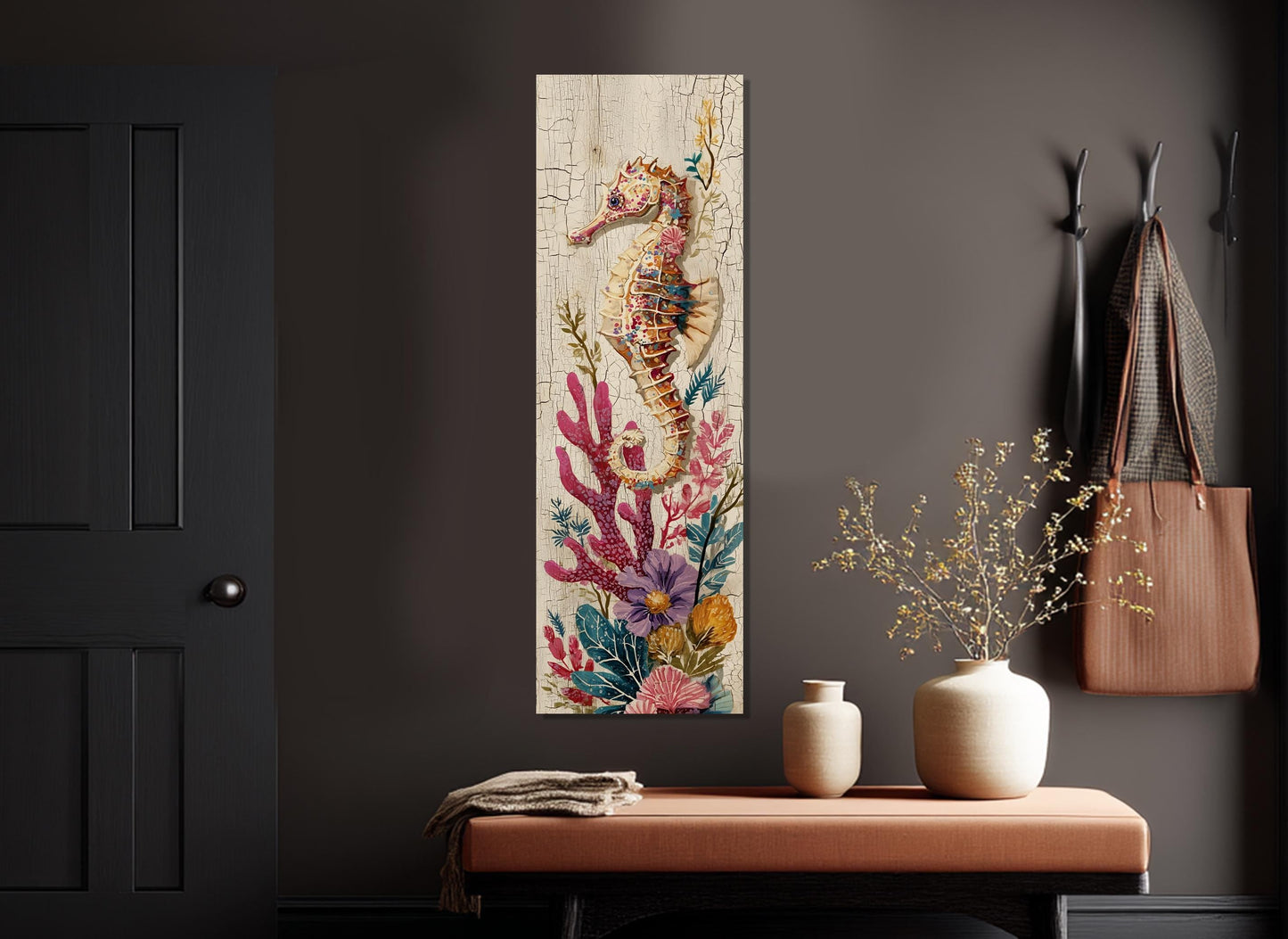 Seahorse Canvas Print – Ocean Wall Art | Framed Floating Frame Canvas, Ready to Hang