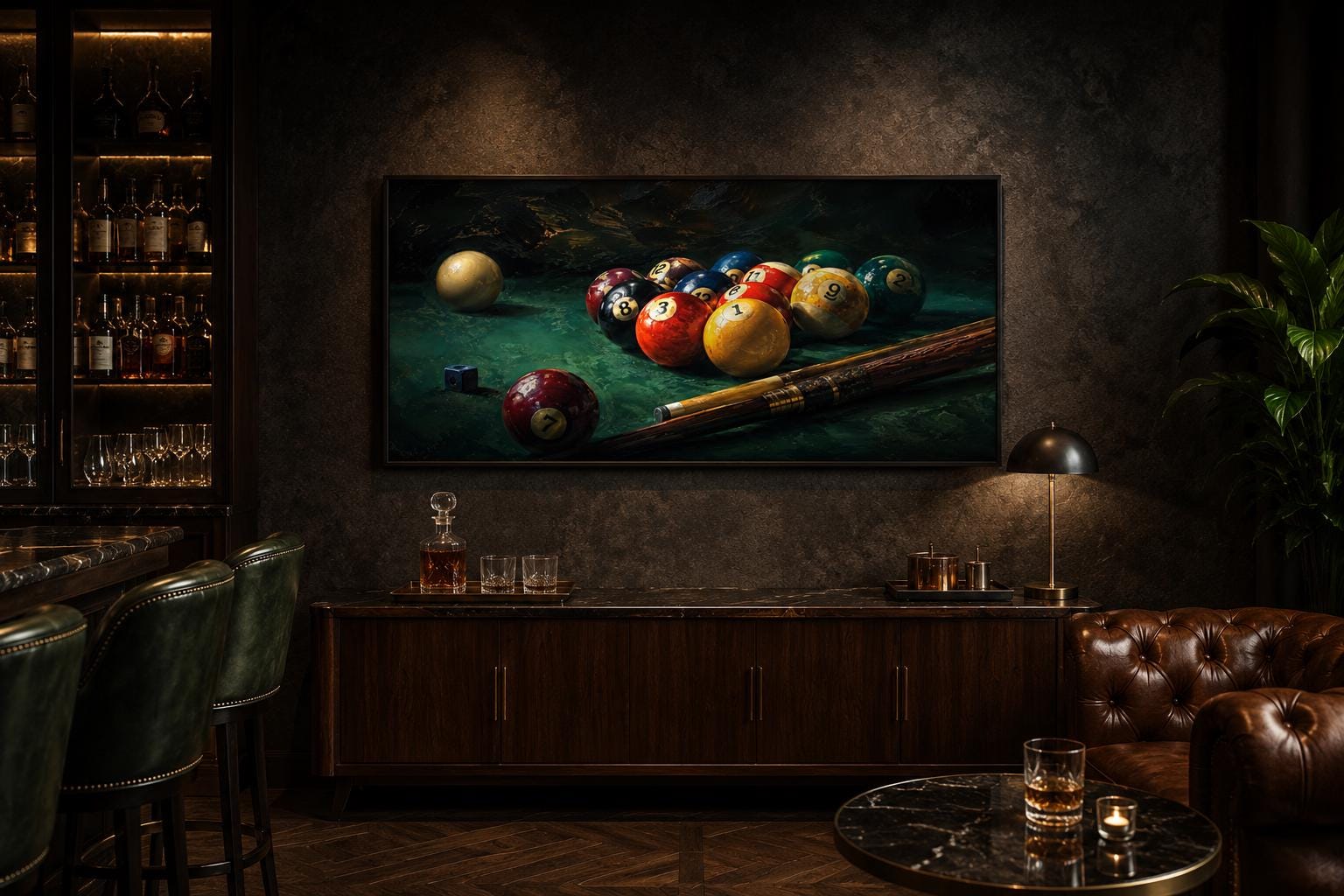 Billiard Balls Canvas Print – Realistic Pool Table Wall Art for Game Room Decor