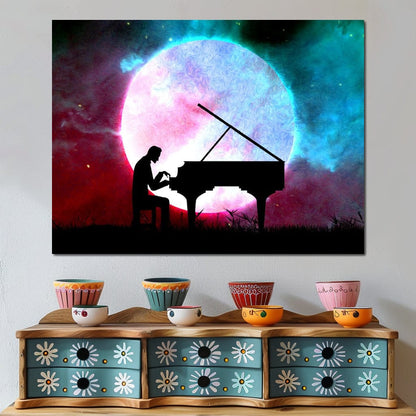 Space Pianist Canvas Wall Art