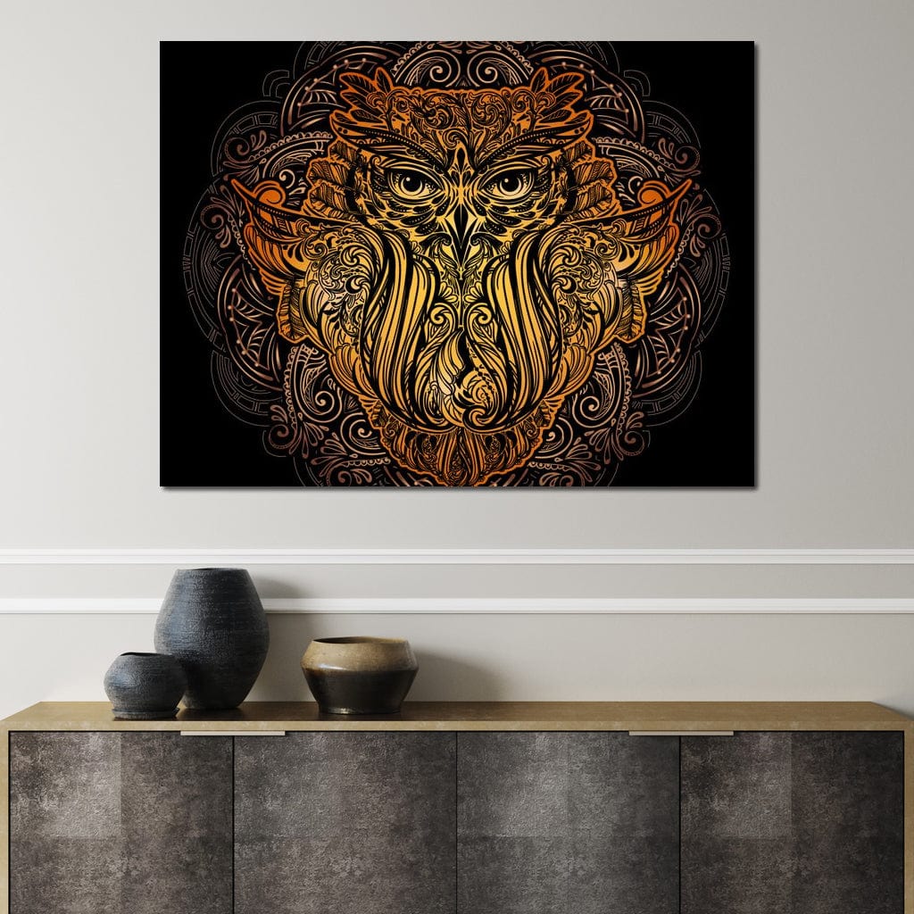 Golden Owl Canvas Wall Art