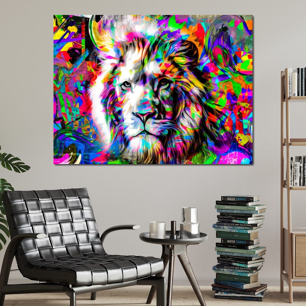 Psychedelic Lion Canvas Wall Art
