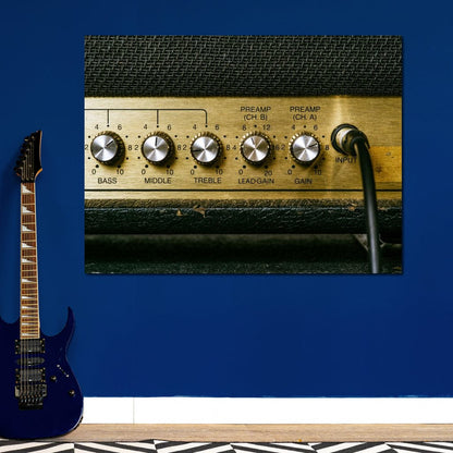 Vintage Electric Guitar Amplifier Canvas Wall Art