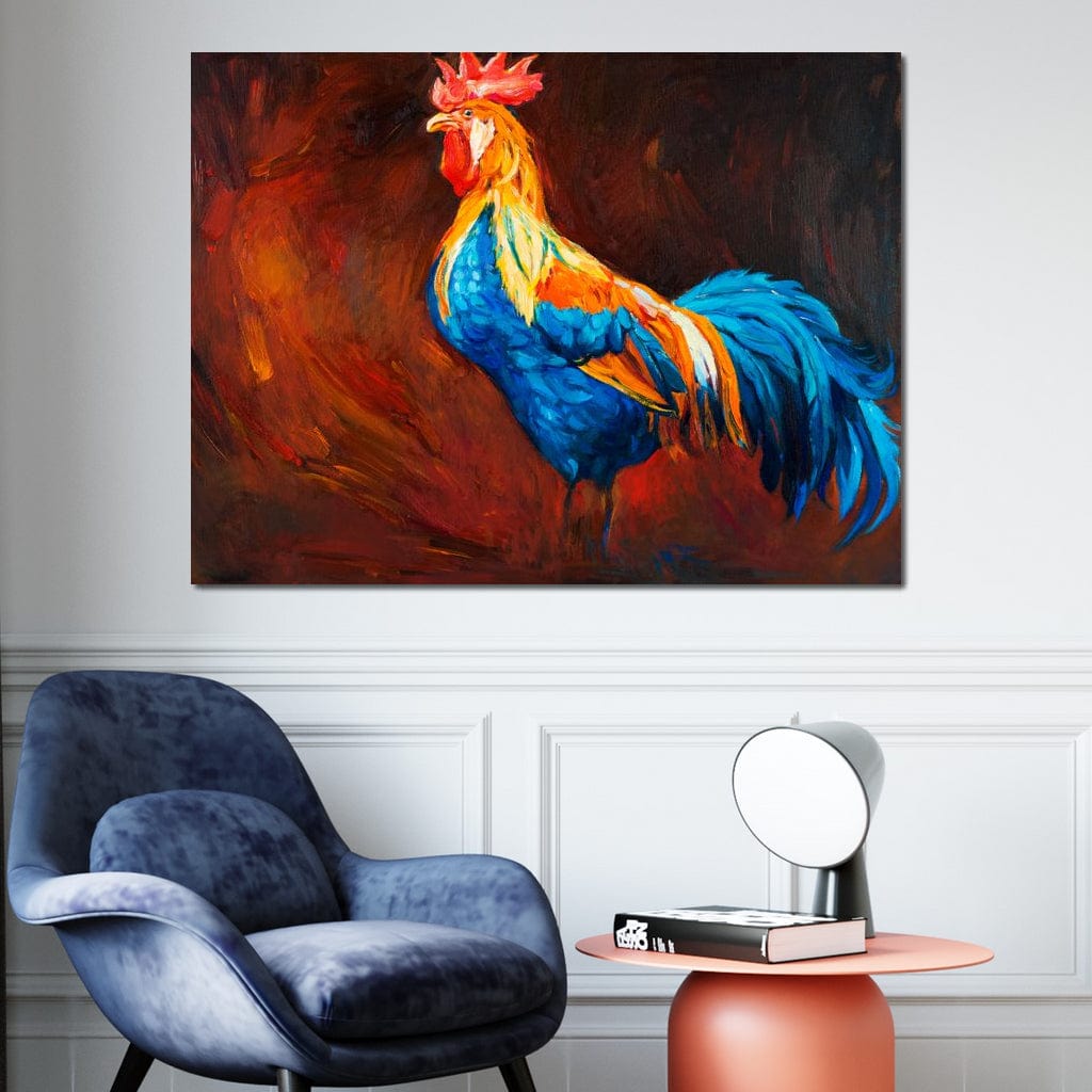 Blue Rooster Canvas Wall Art