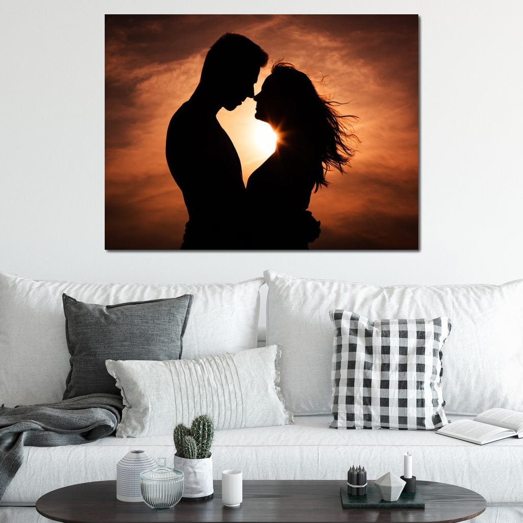 Couple by the Sunset Canvas Wall Art