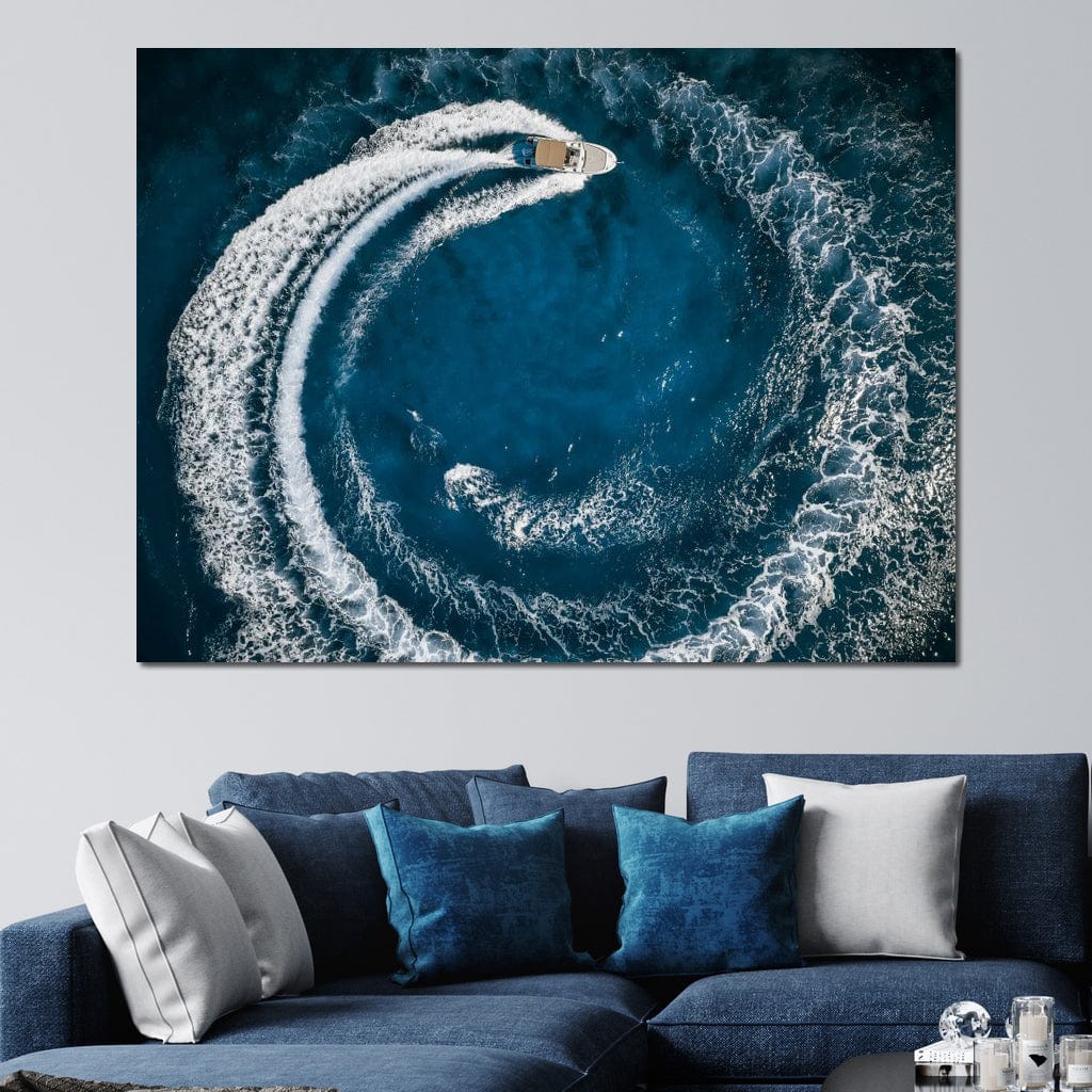 Boat Circle Canvas Wall Art
