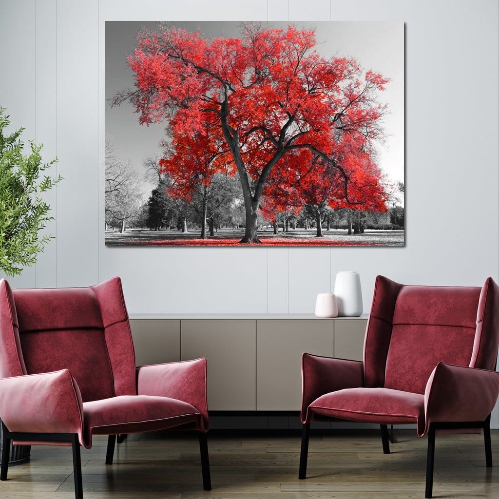 Big Red Tree Canvas Wall Art
