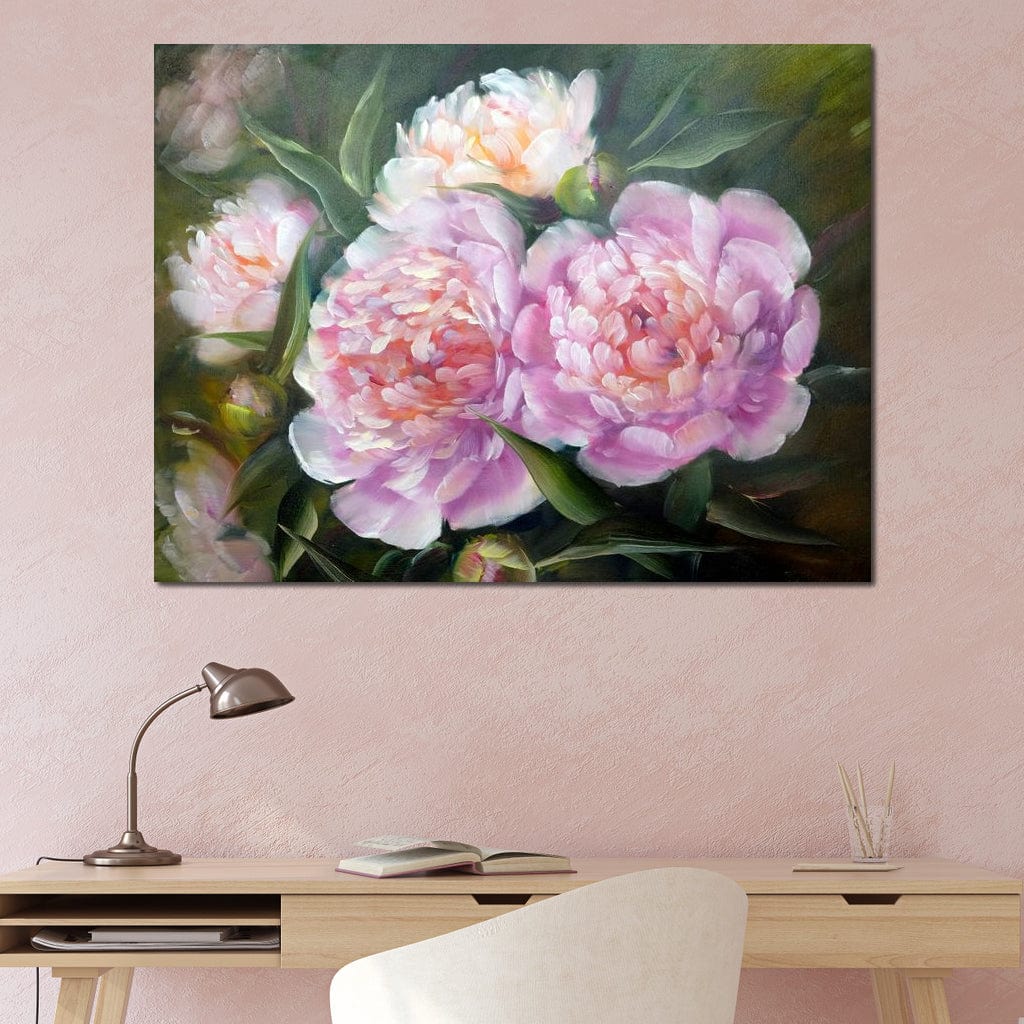 Blooming Peonies Canvas Wall Art