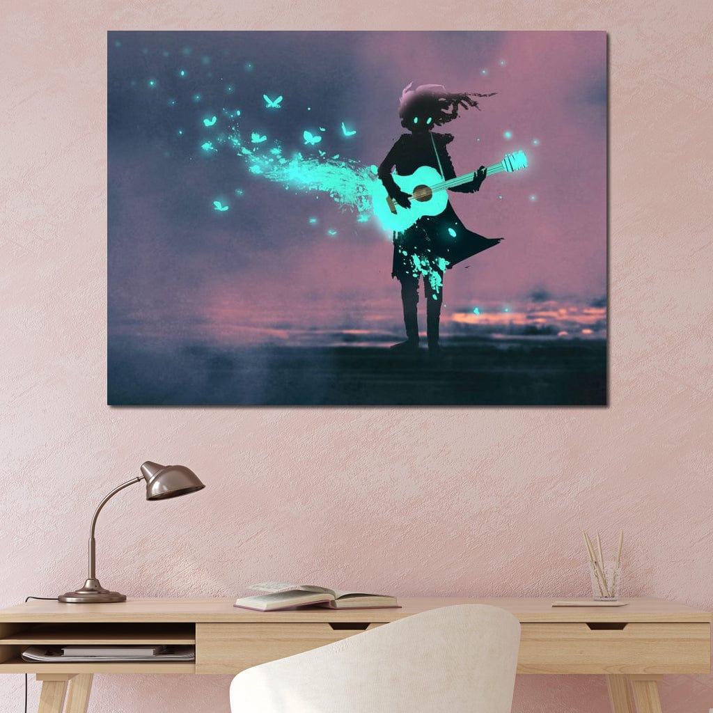 Girl Playing Guitar Canvas Wall Art