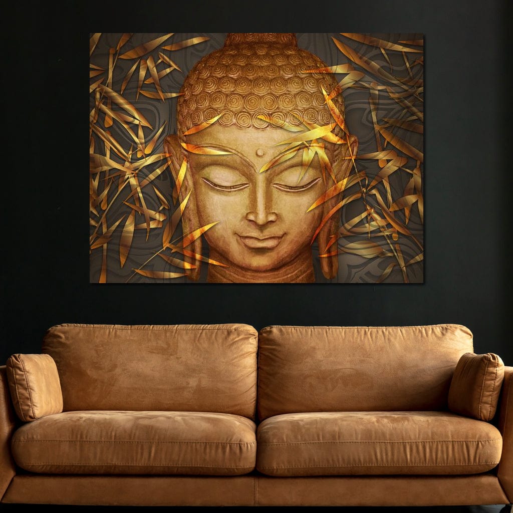 Smiling Golden Buddha Canvas Wall Art