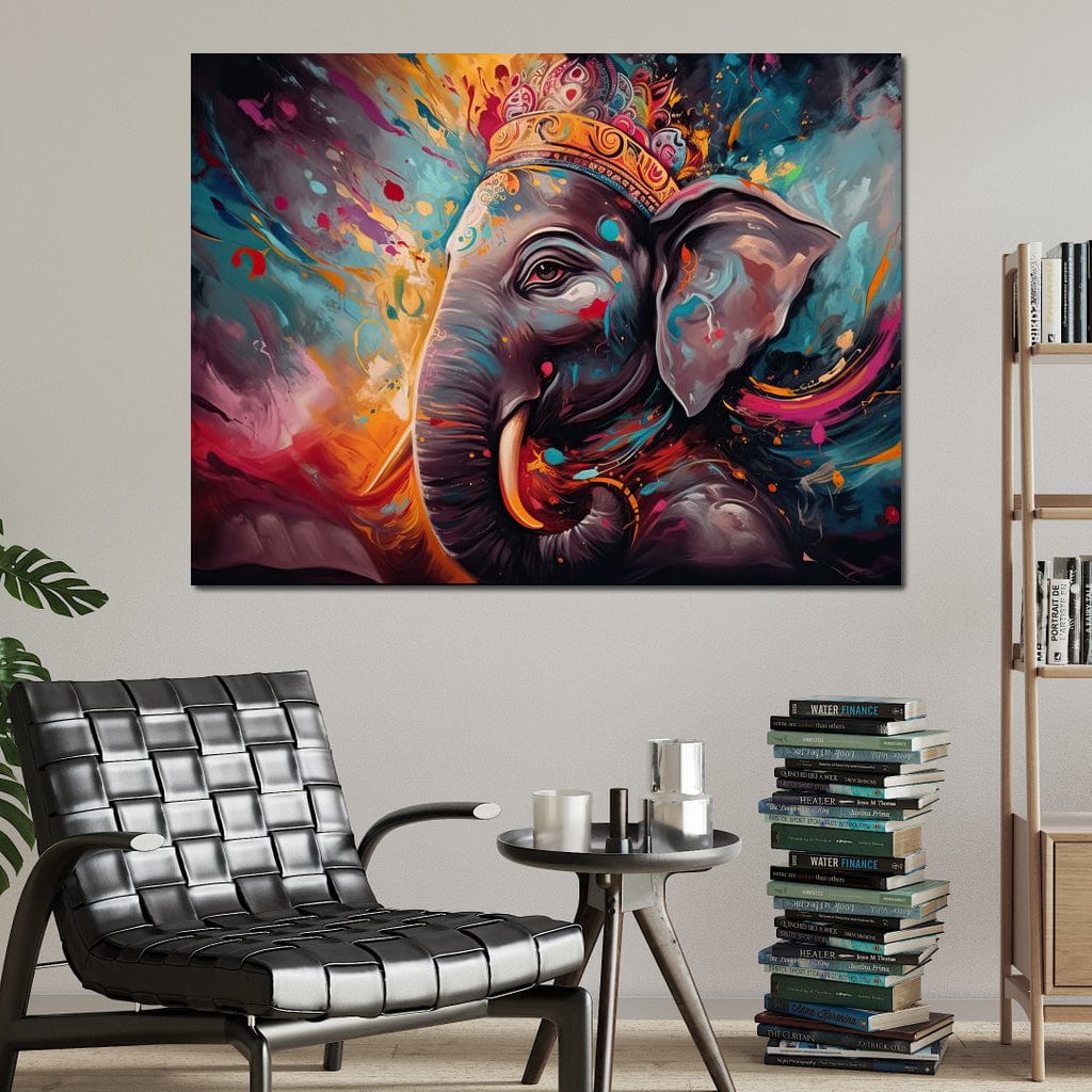 Ganesh Color Splash Canvas Wall Art