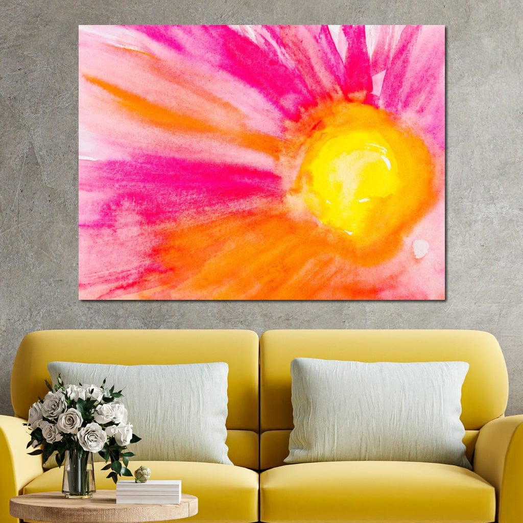 Pink & Orange Watercolor Flower Canvas Wall Art