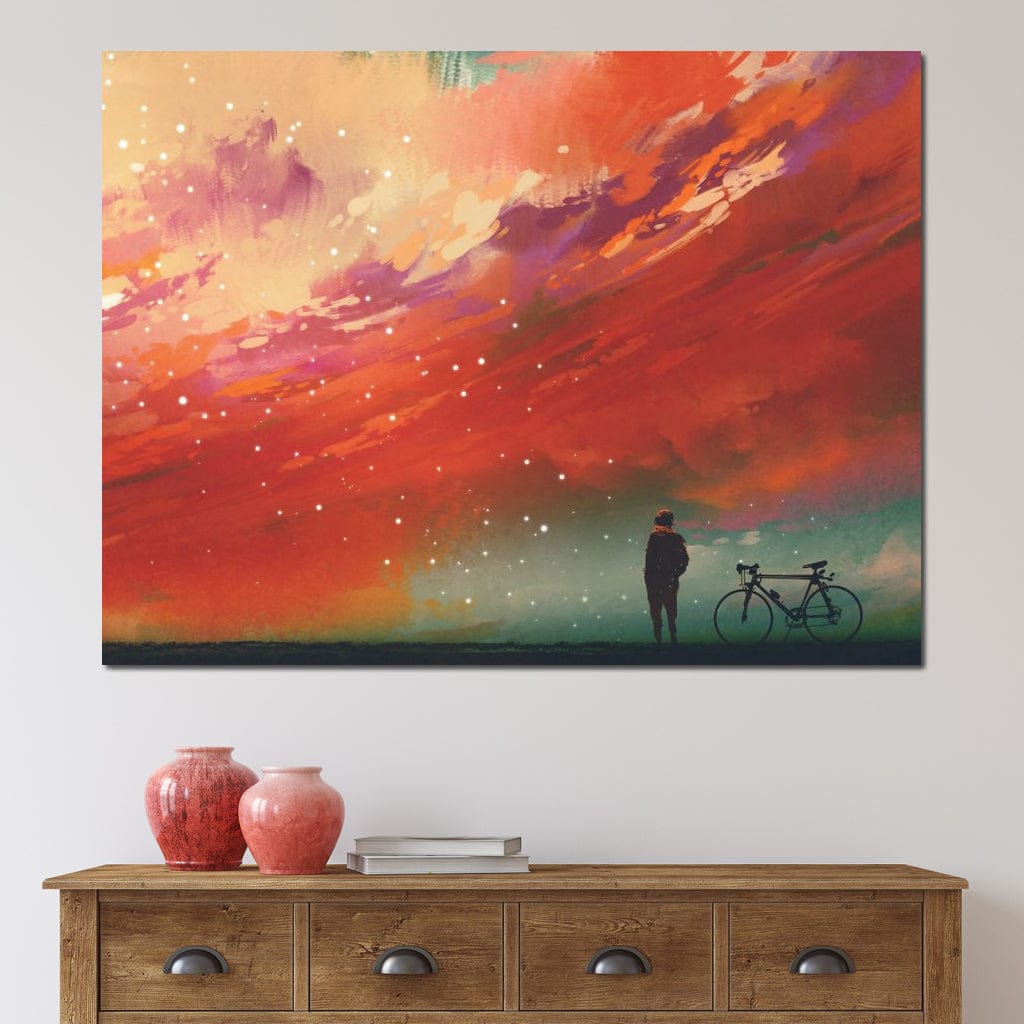 Admiring The Red Clouds Canvas Wall Art
