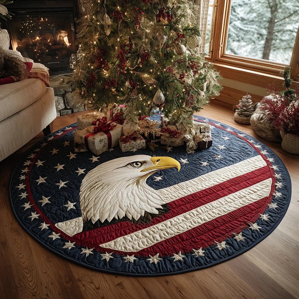 Eagle Glory Christmas Quilted Tree Skirt