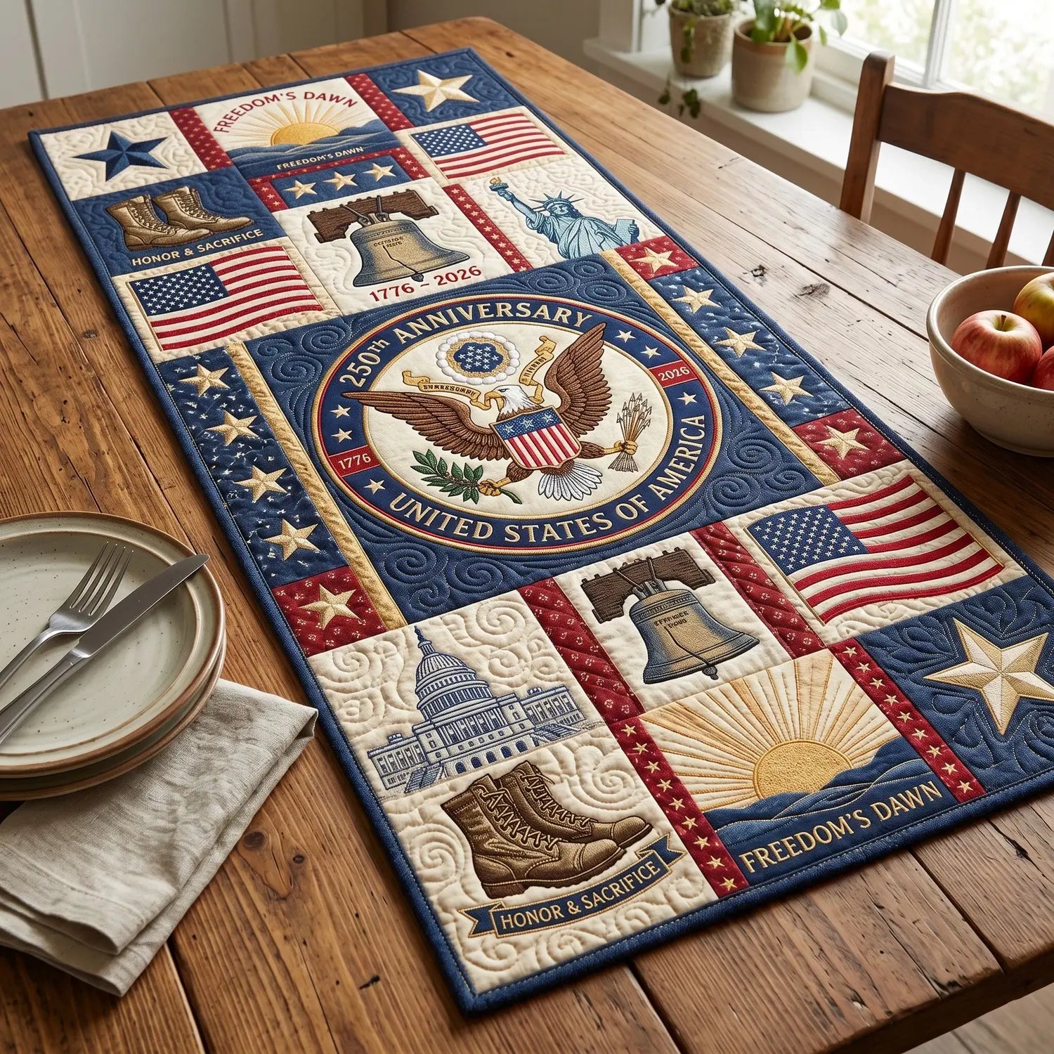Eagle Heritage Quilted Table Runner