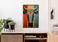 Abstract Cow Canvas Art – Egyptian Style Wall Decor | Framed & Ready to Hang