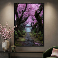 Sakura Gate Pathway Stillness Canvas Wall Art