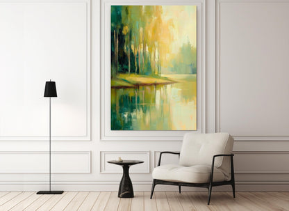Impressionist Forest Painting – Serene Landscape Art | Framed Canvas Print Ready to Hang