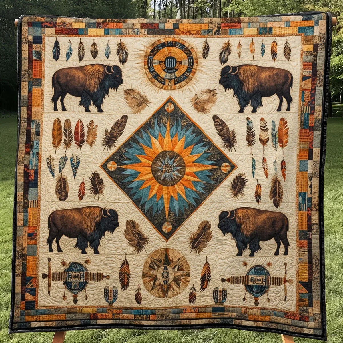 Echoes Of The Great Herd Quilt Blanket