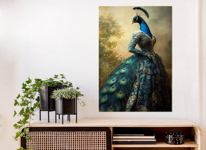 Abstract Lady Peacock Canvas Print, Elegant Peacock Wall Art, Peacock Poster, Vintage Peacock Wall Art, Framed & Ready t