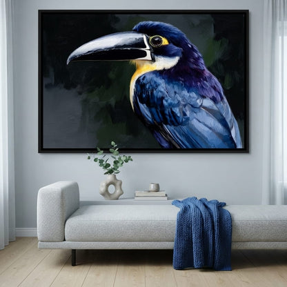 Electric Blue Toucan Portrait Canvas Wall Art
