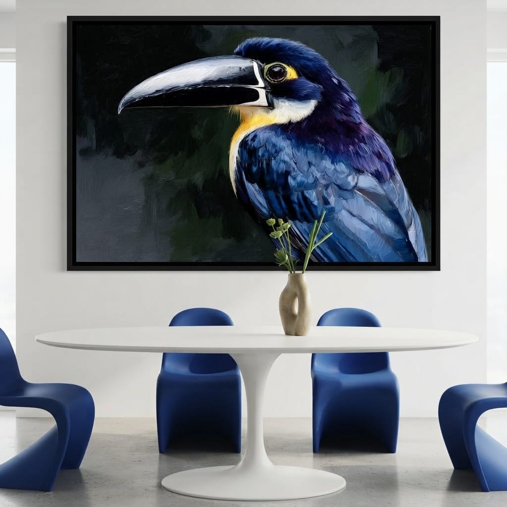 Electric Blue Toucan Portrait Canvas Wall Art