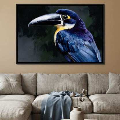 Electric Blue Toucan Portrait Canvas Wall Art