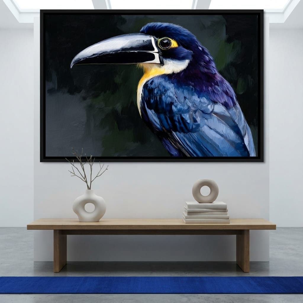 Electric Blue Toucan Portrait Canvas Wall Art