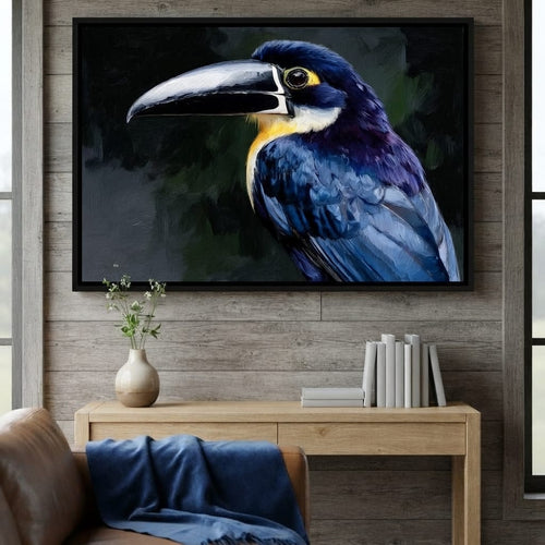 Electric Blue Toucan Portrait Canvas Wall Art