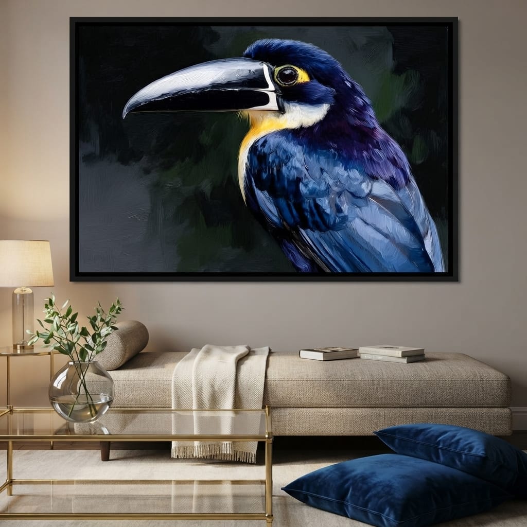 Electric Blue Toucan Portrait Canvas Wall Art