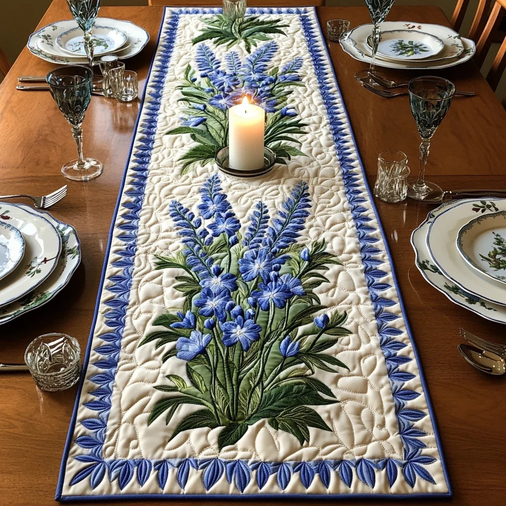 Elegant Bluebonnet Quilted Table Runner