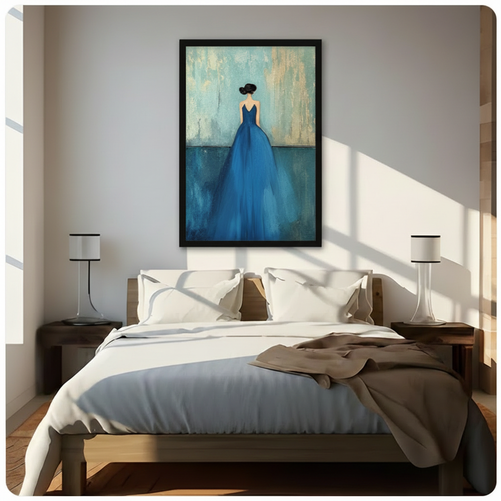 Elegant Woman Blue Gown Canvas Art Wall Art