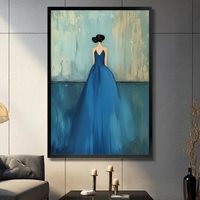 Elegant Woman Blue Gown Canvas Art Wall Art