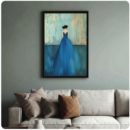 Elegant Woman Blue Gown Canvas Art Wall Art