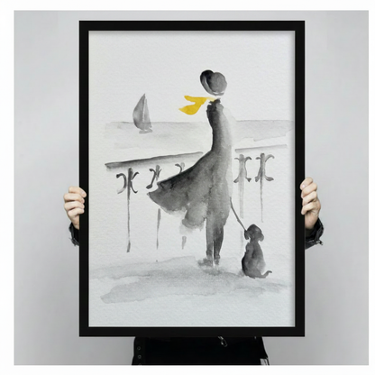 Elegant Lady by the Sea Canvas Wall Art