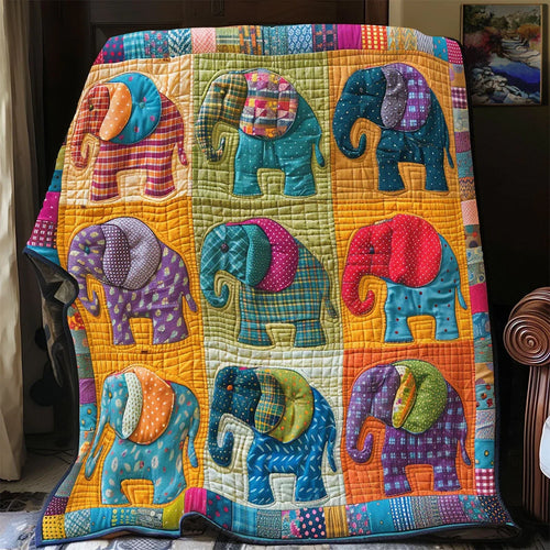 Elephant Blocks Quilt Blanket