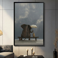 Elephant Dog Rain Umbrella Friendship Canvas Print