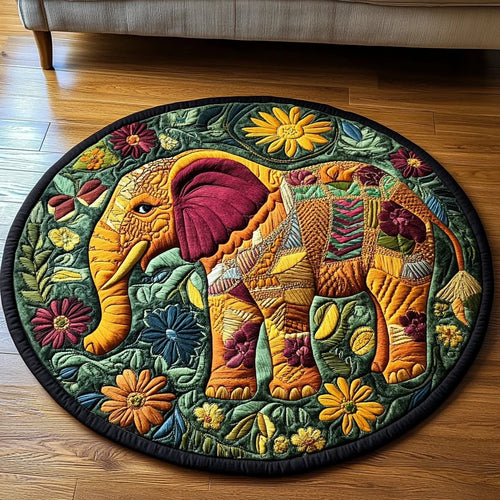 Elephant Echo Quilted Round Mat