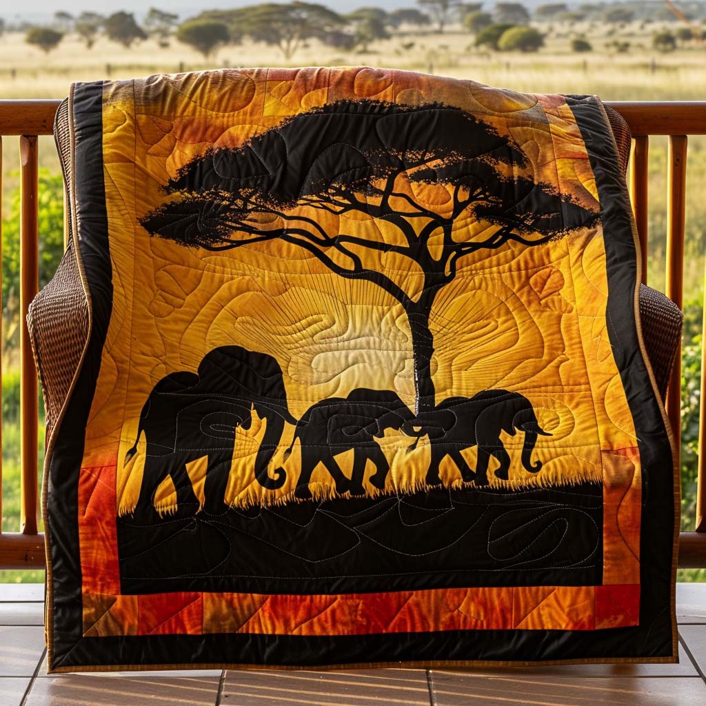 Elephant Forest Quilt Blanket - Quilted Blanket by Wild and Way