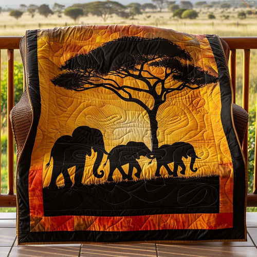 Elephant Forest Quilt Blanket - Quilted Blanket by Wild and Way