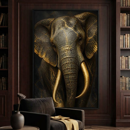 Elephant Gilded Wisdom Canvas Wall Art