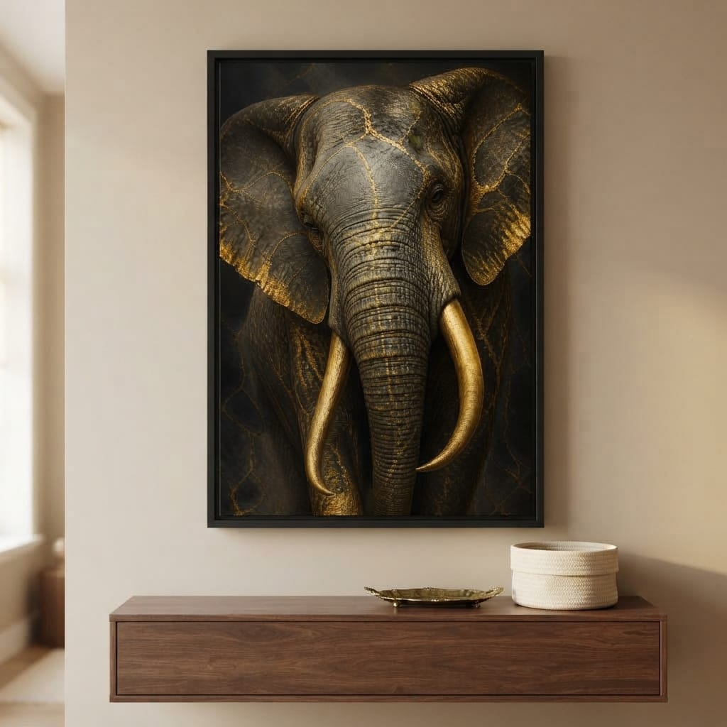 Elephant Gilded Wisdom Canvas Wall Art