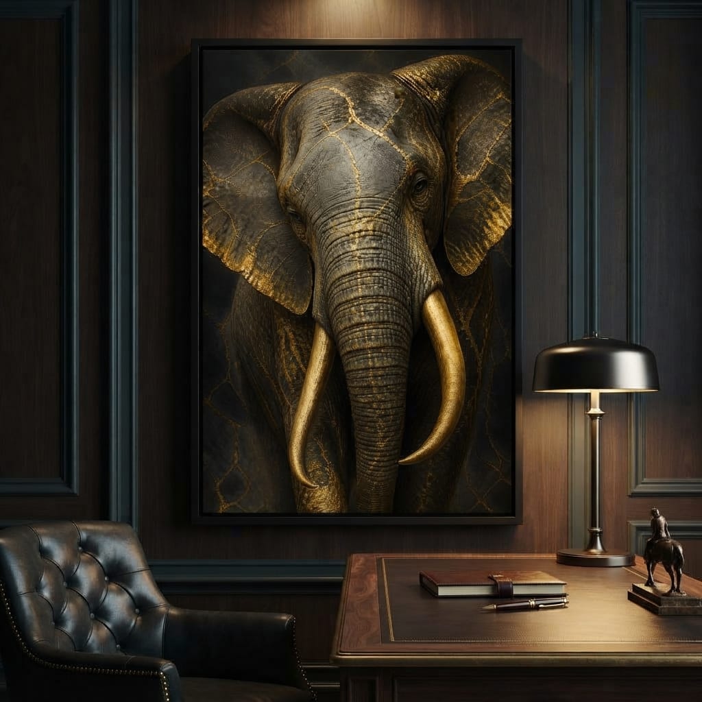 Elephant Gilded Wisdom Canvas Wall Art