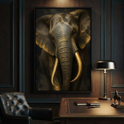 Elephant Gilded Wisdom Canvas Wall Art