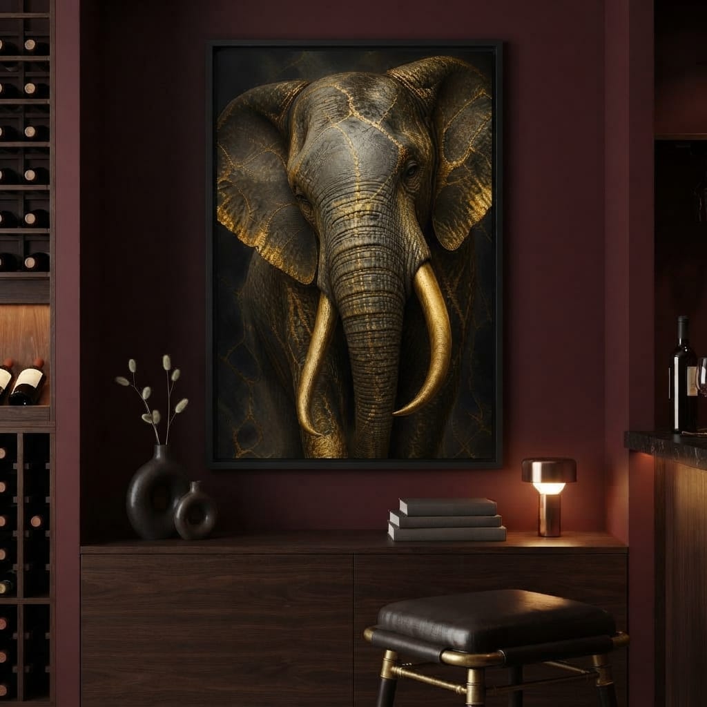 Elephant Gilded Wisdom Canvas Wall Art