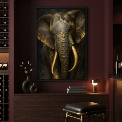 Elephant Gilded Wisdom Canvas Wall Art